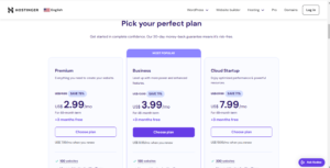 Hostinger subscription plans
